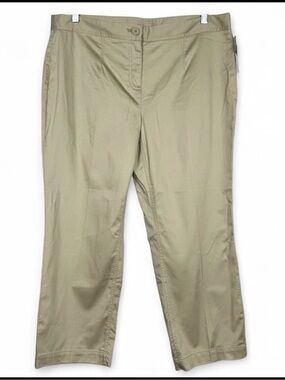 Attention Straight Leg Khaki Ankle Pants Womens 14 Slim Fit Back Pockets NWT